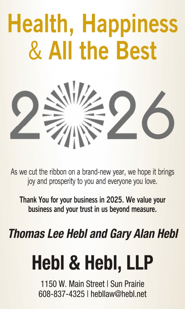 Health, Happiness & All the Best, Hebl & Hebl LLP, Sun Prairie, WI
