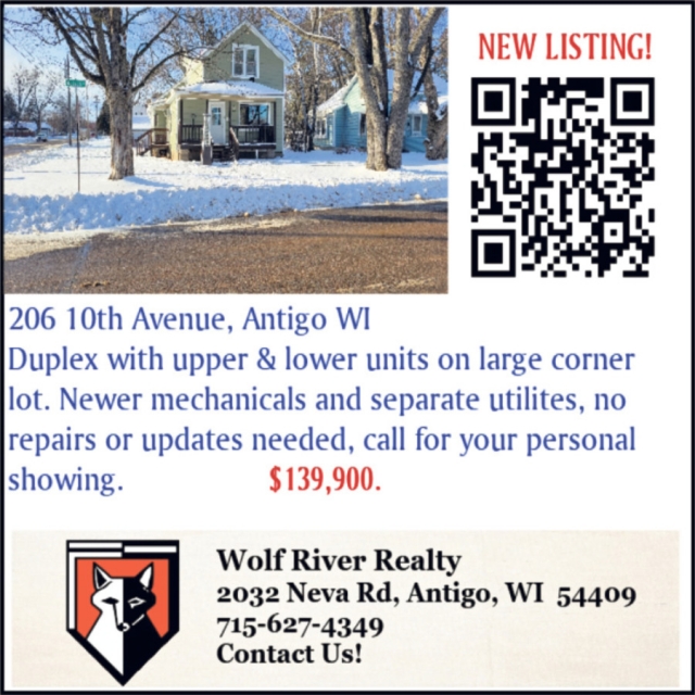 New Listing!, Wolf River Realty, Antigo, WI