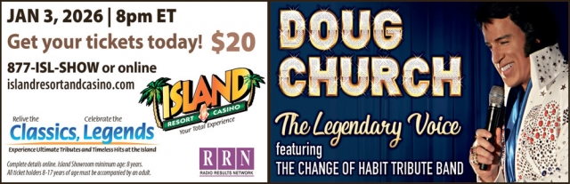 Get Your Tickets Today! $20, Island Resort & Casino, Harris, MI