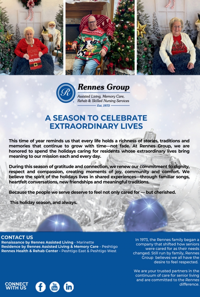 A Season to Celebrate Extraordinary Lives, Renaissance by Rennes, Marinette, WI