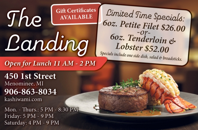 Fine Dining in A Casual Atmosphere, The Landing Restaurant, Menominee, MI