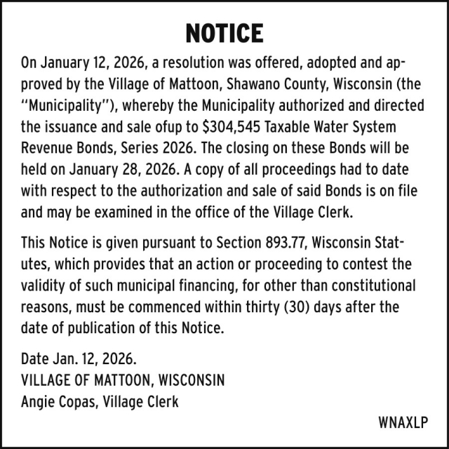 Notice, Village of Mattoon