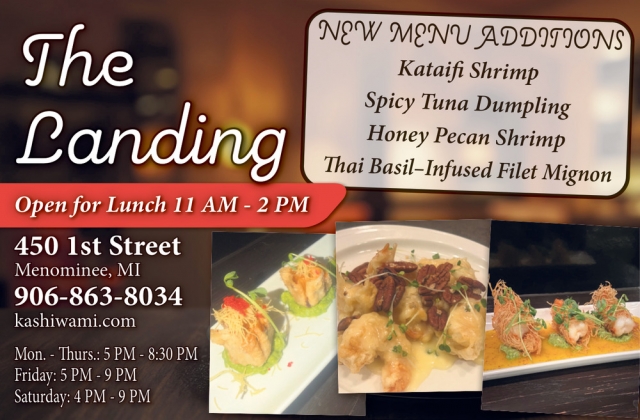 Fine Dining in A Casual Atmosphere, The Landing Restaurant, Menominee, MI