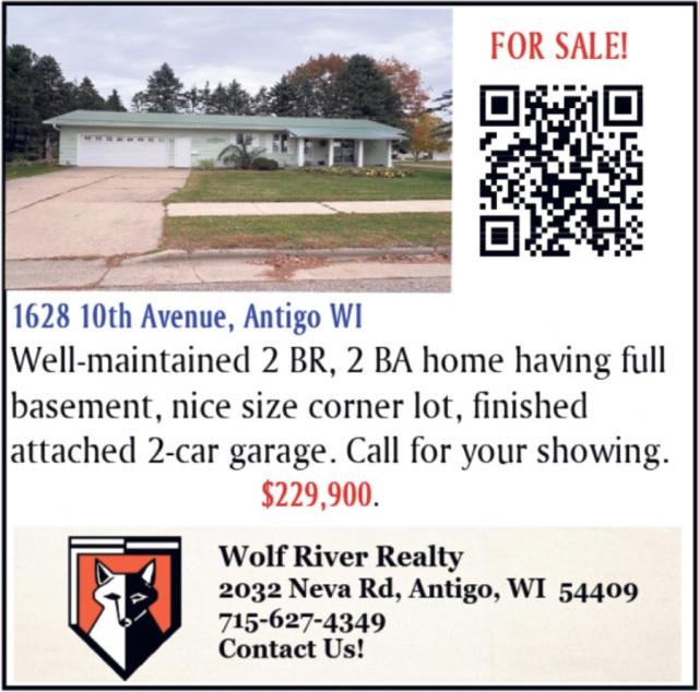 1628 10th Avenue, Antigo Wi, Wolf River Realty, Antigo, WI