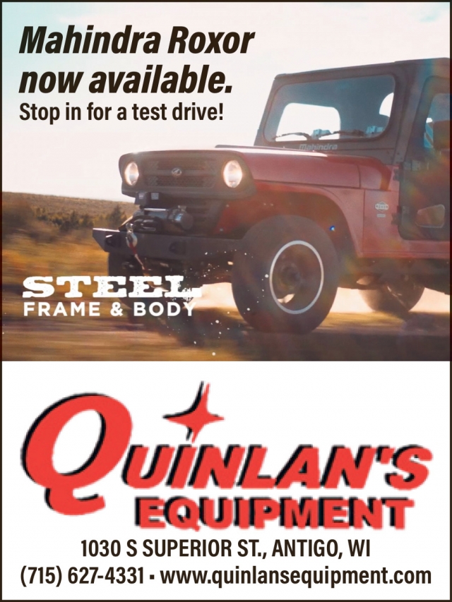 Mahindra Roxor Now Available, Quinlan's Equipment, Inc., Antigo, WI