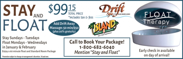 Stay and Float, Island Resort & Casino, Harris, MI