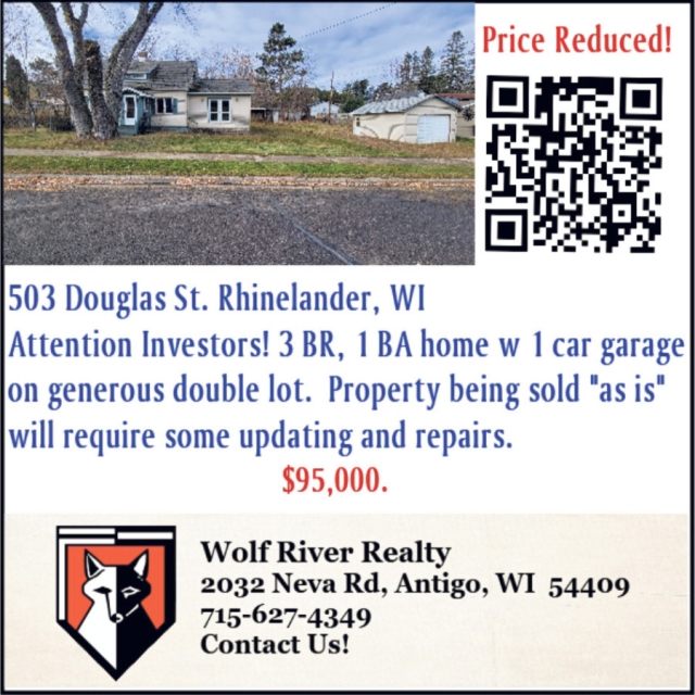 Price Reduced!, Wolf River Realty, Antigo, WI