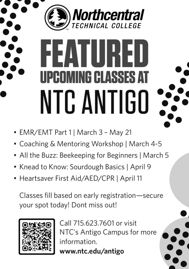 Featured Upcoming Classes at NTC Antigo, NorthCentral Technical College - Antigo, Antigo, WI