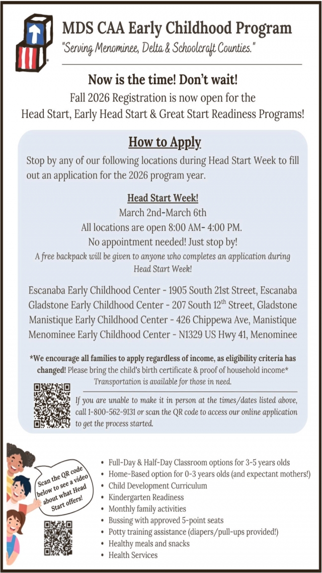 Fall 2025 Registration Is Now Open, MDS CAA Early Childhood Program Fall 2026 Registration