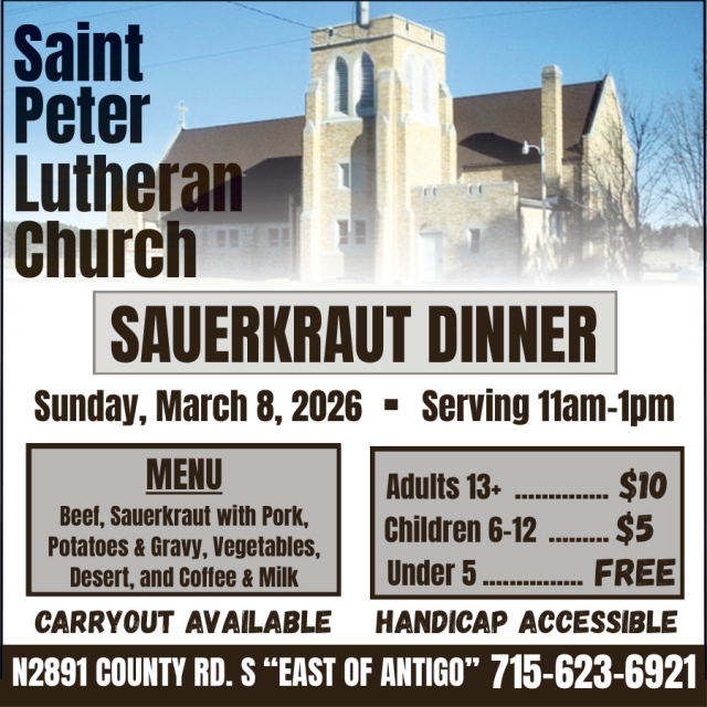 Sauerkraut Dinner, St. Peter Lutheran Church - Antigo