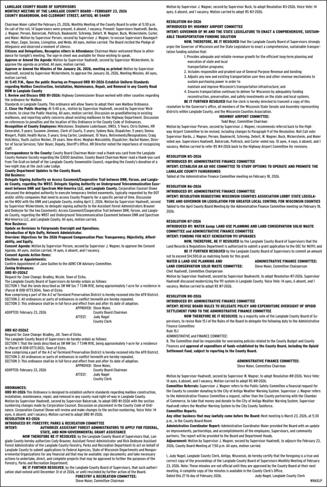 Monthly Meeting, Langlade County