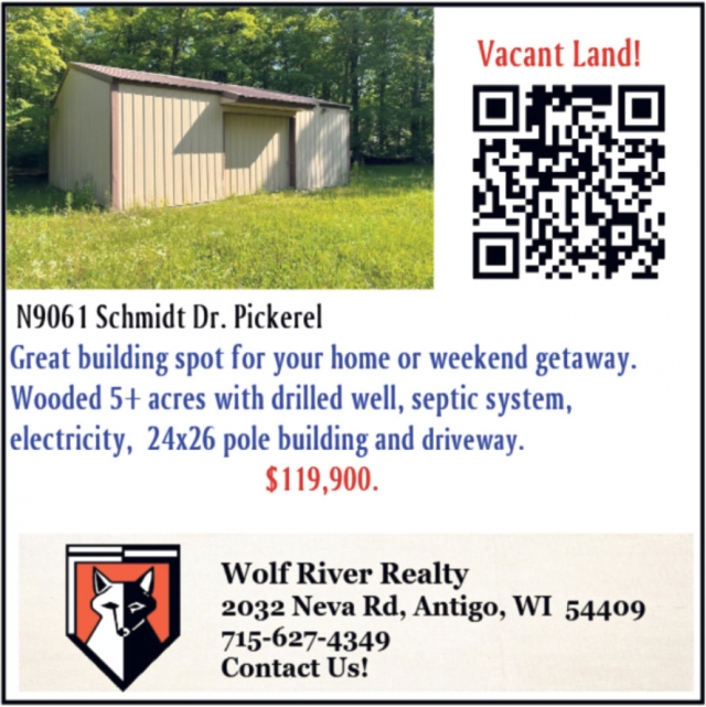 Vacant Land!, Wolf River Realty, Antigo, WI