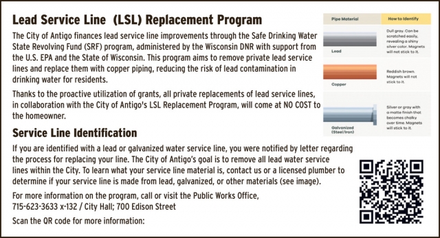 Lead Service Line (LSL) Replacement Program, City of Antigo, Antigo, WI