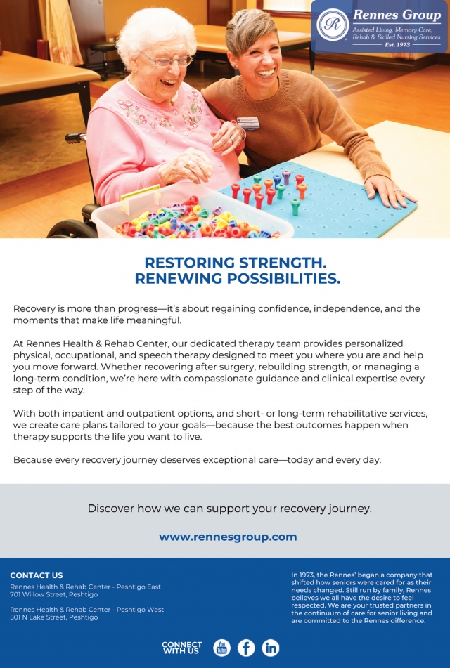 Restoring Strength. Renewing Possibilities, Renaissance by Rennes, Marinette, WI