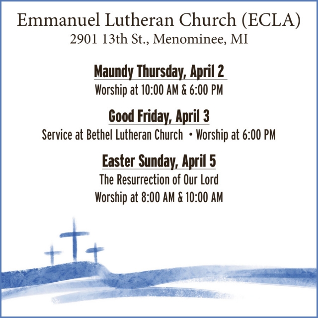 Worship Services, Emmanuel Lutheran Church - Menominee