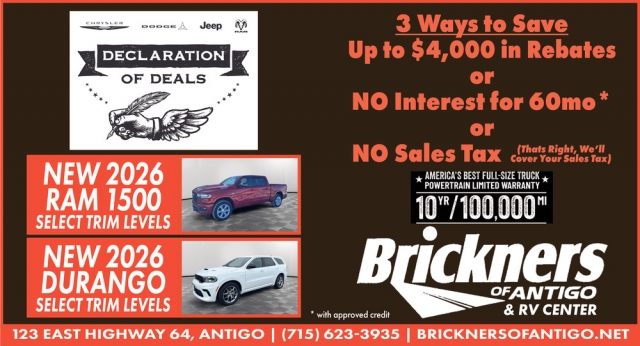 3 Ways to Save, Brickners of Antigo, Antigo, WI