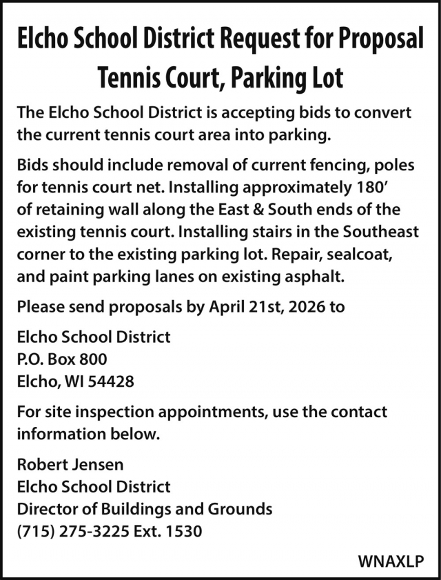 Request for Proposal, Elcho School District, Elcho, WI