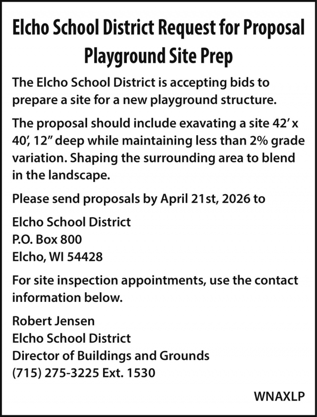 Request for Proposal, Elcho School District, Elcho, WI