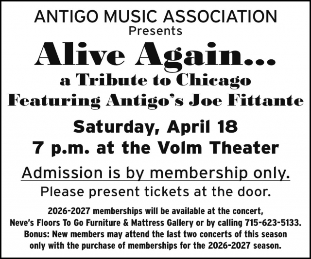 Alive Again.., Antigo Music Association, Inc.