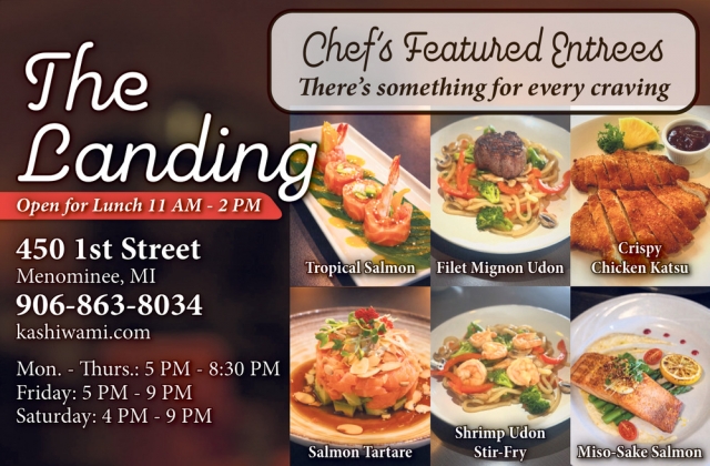 Chef's Featured Entrees, The Landing Restaurant, Menominee, MI