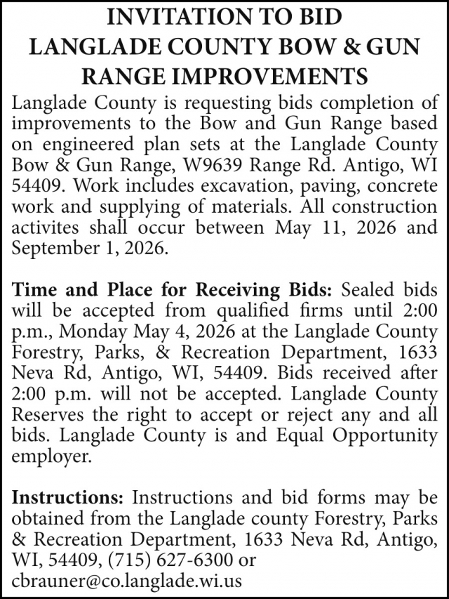Invitation for Bid, Langlade County