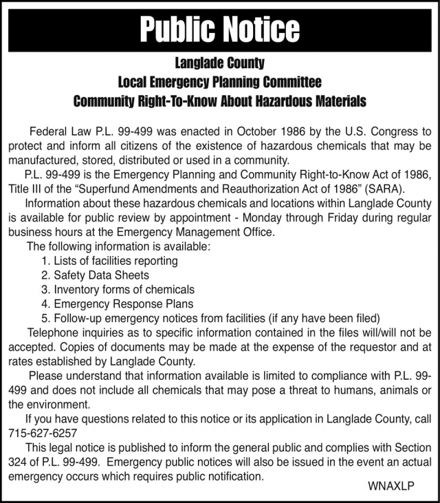 Public Notice, Langlade County