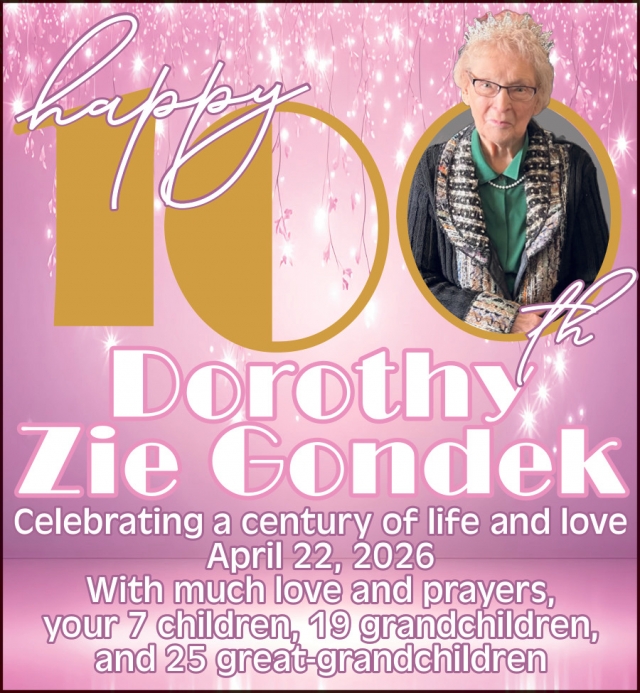 Dorothy Zie Gondek, Happy Birthday, Sun Prairie, WI