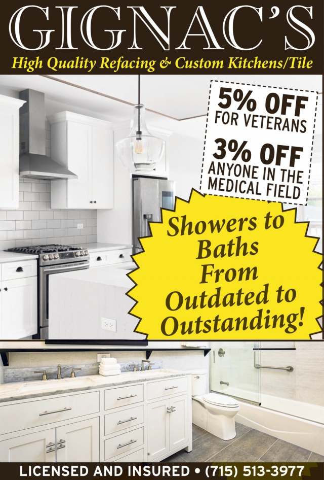 High Quality Refacing & Custom Kitchens/Tile, Gignac's, Marinette, WI