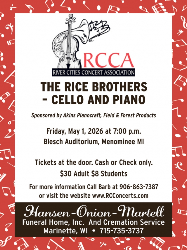 The Rice Brothers - Cello and Piano, Hansen-Onion Funeral Home, Inc, Marinette, WI