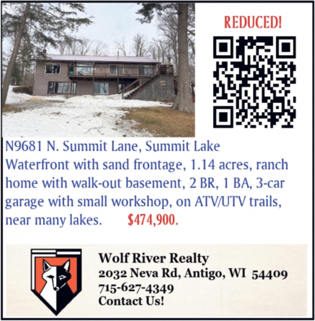 N9681 N. Summit Lane Waterfront with Sand Frontage, Wolf River Realty, Antigo, WI