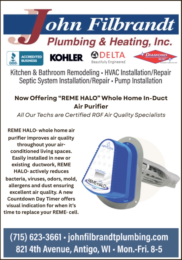 Plumbing Sales and Service, John Filbrandt Plumbing & Heating, Inc., Antigo, WI