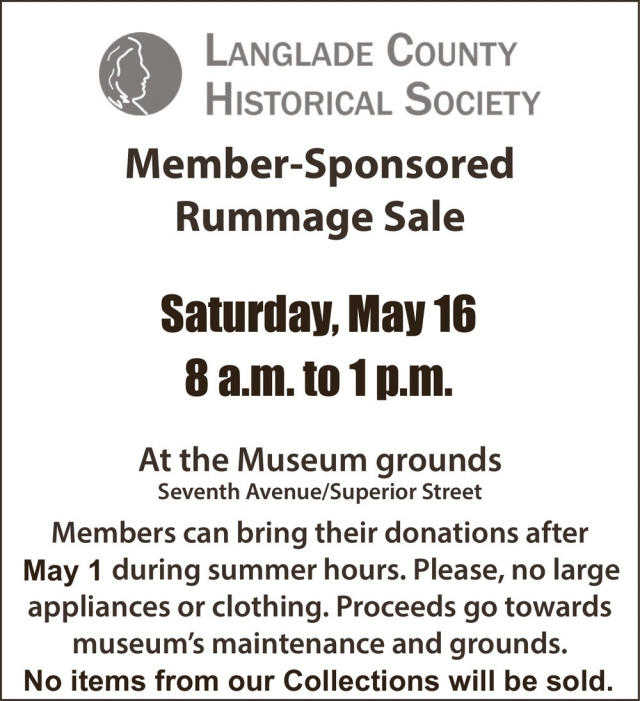 Member-Sponsored Rummage Sale, Langlade County Historical Society, Antigo, WI