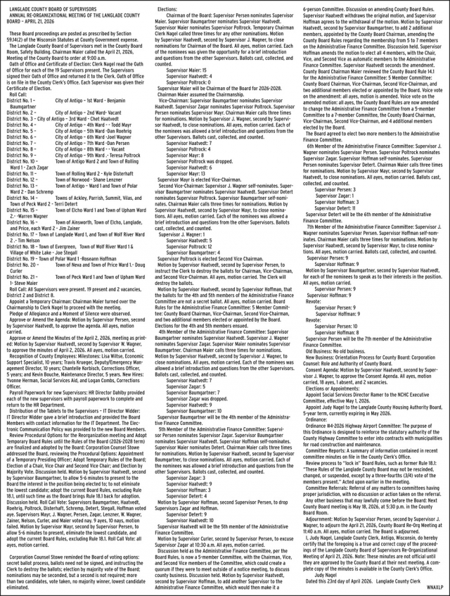 Notice, Langlade County