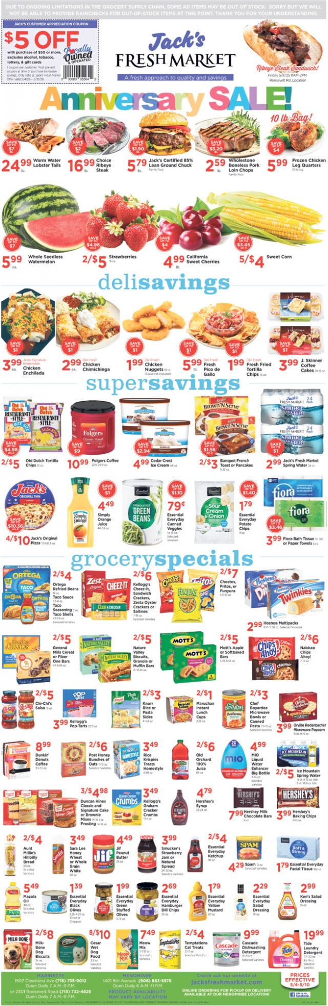 Anniversary Sale!, Jack's Fresh Market, Menominee, MI