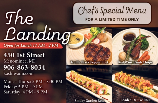 Chef's Special Menu, The Landing Restaurant, Menominee, MI