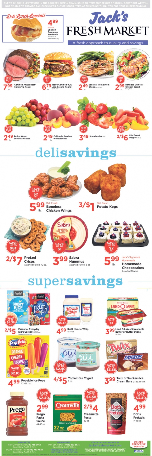 Deli Savings, Jack's Fresh Market, Menominee, MI