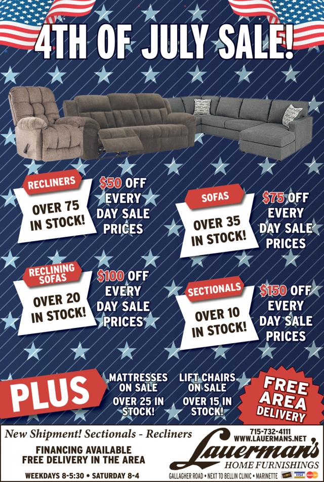 Memorial Day Savings, Lauerman's Home Furnishing, Marinette, WI