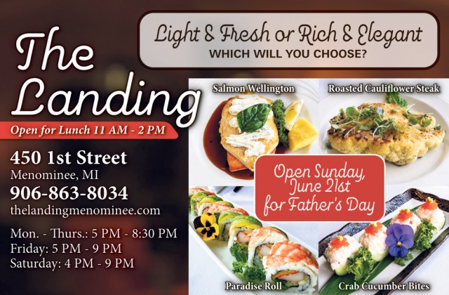Chef's Special Menu, The Landing Restaurant, Menominee, MI