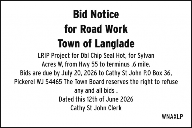 Bid Notice, Town of Langlade