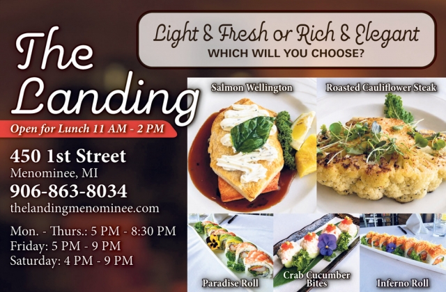 Chef's Special Menu, The Landing Restaurant, Menominee, MI