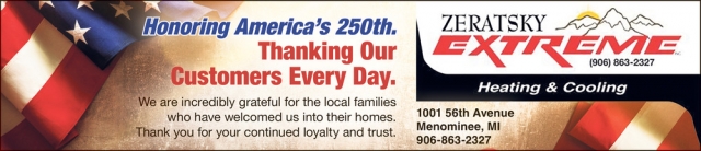 Honoring America's 250th, Zeratsky Extreme Heating & Cooling