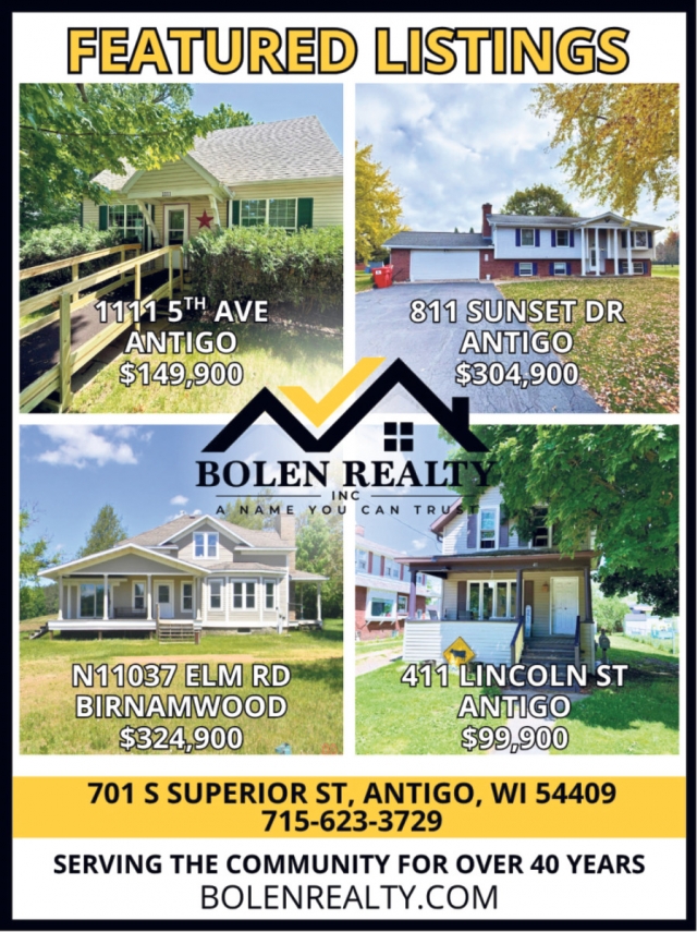 New Listings!, Bolen Realty, Antigo, WI