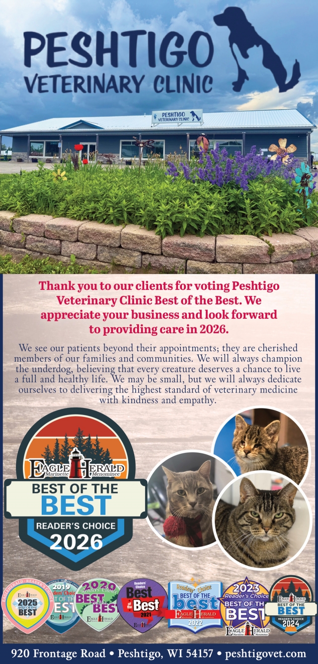 Thank You To Our Clients, Peshtigo Veterinary Clinic, Peshtigo, WI
