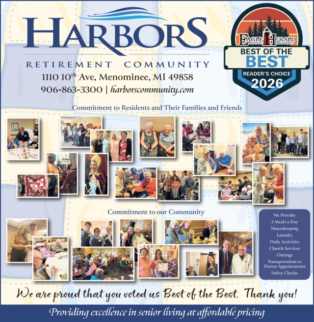 We Are Proud That You Voted Us, Harbors Retirement Community, Menominee, MI