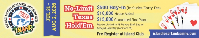 No-Limit Texas Hold'Em, Island Resort & Casino, Harris, MI