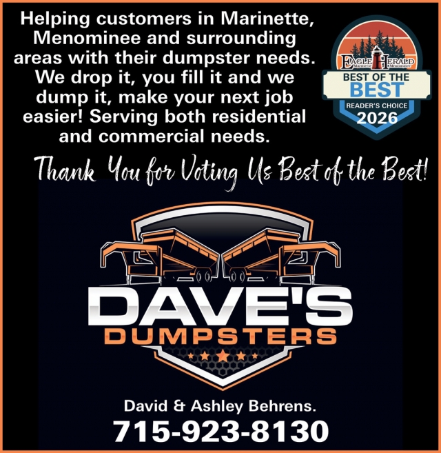 Thank You For Voting Us, Dave's Dumpsters