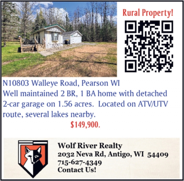Rural Property!, Wolf River Realty, Antigo, WI