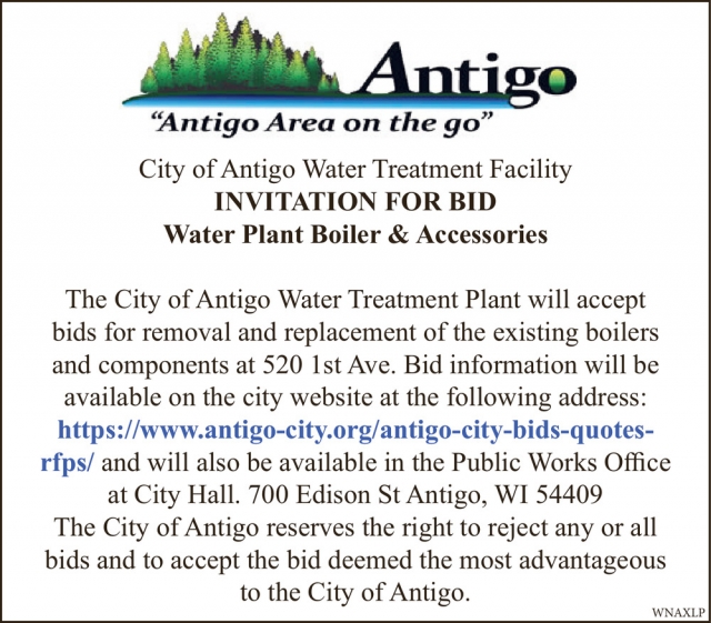 Invitation Ton Bid, City of Antigo, Antigo, WI