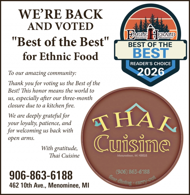 We're Back And Voted Best Of The Best For Ethnic Food, Thai Cuisine