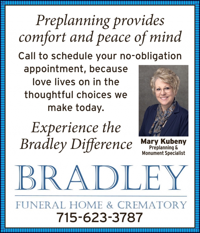 Experience the Bradley Difference, Bradley Funeral Home & Crematory, Antigo, WI